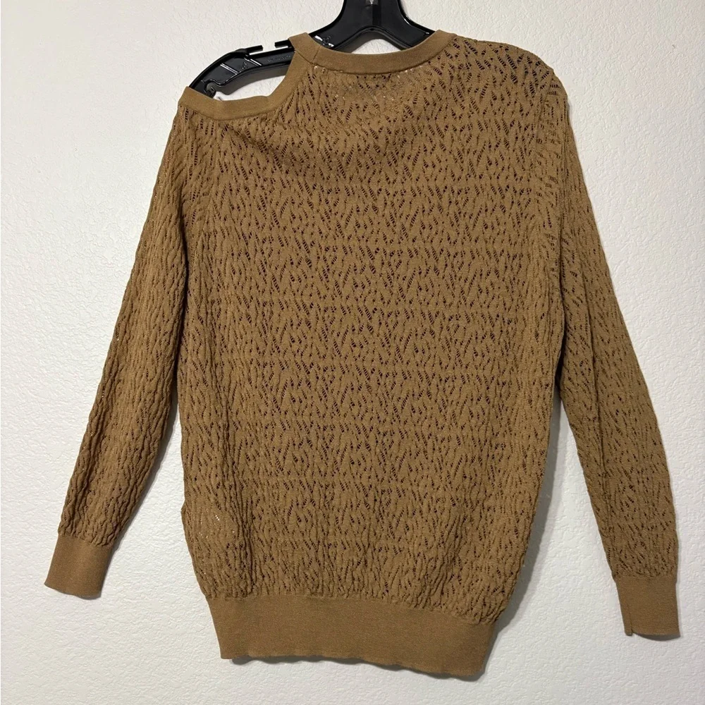 Sandro Brown, Sepia Cold-Shoulder Open Knit Jumper Sweater Long Sleeve S 3/US 8